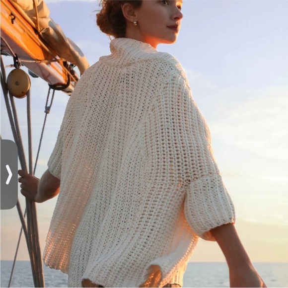 Brochu Walker Fida Handknit Shrug Cream Knit Women's Cardigan in Almond - Picture 9 of 15